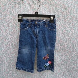 Kids Blue Jeans with Embroidered Flowers Y2k